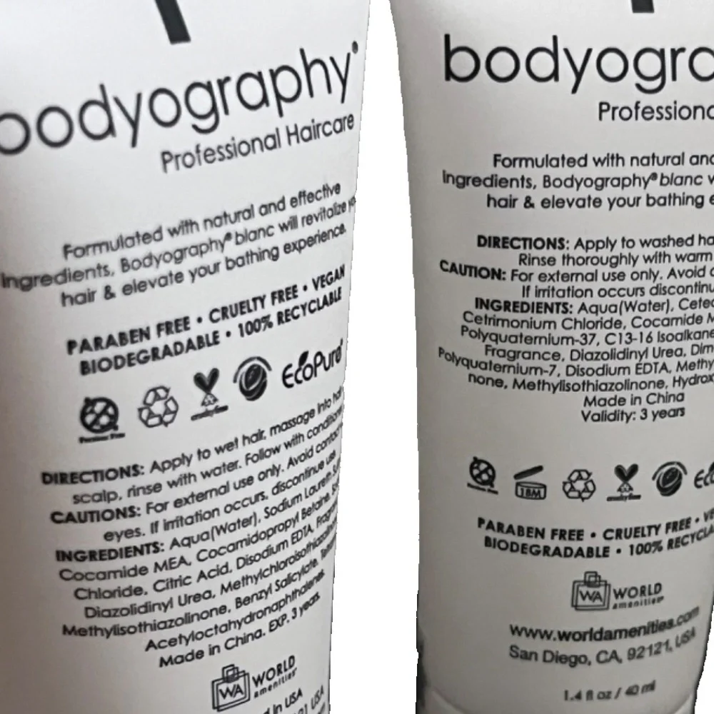 COPY - Bodyography Travel Size VEGAN Shampoo/Conditioner/Body Lotion/Wash/Soap